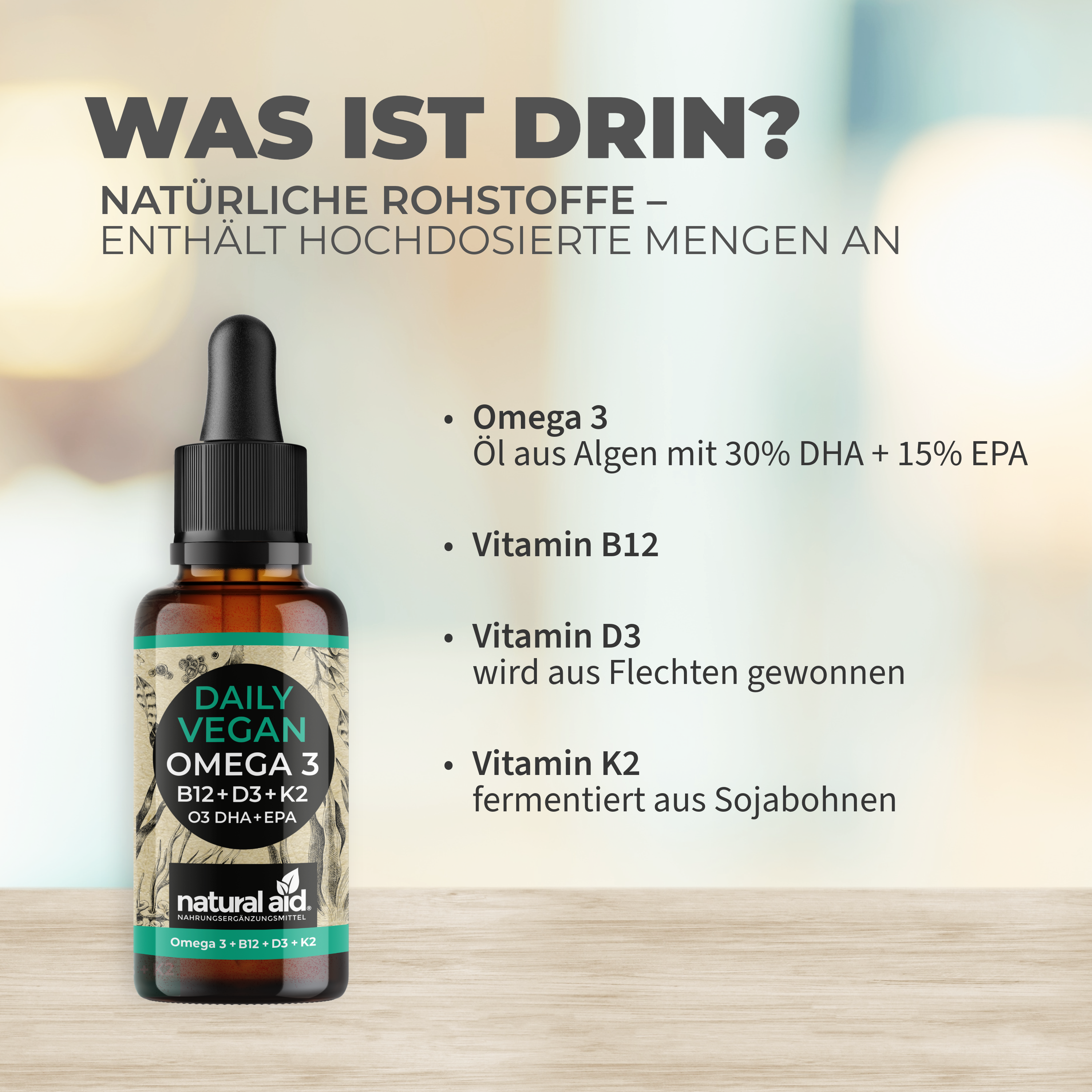 Daily Vegan Omega 3 Kapseln – veganes Algenöl mit DHA und EPA - Bild 5