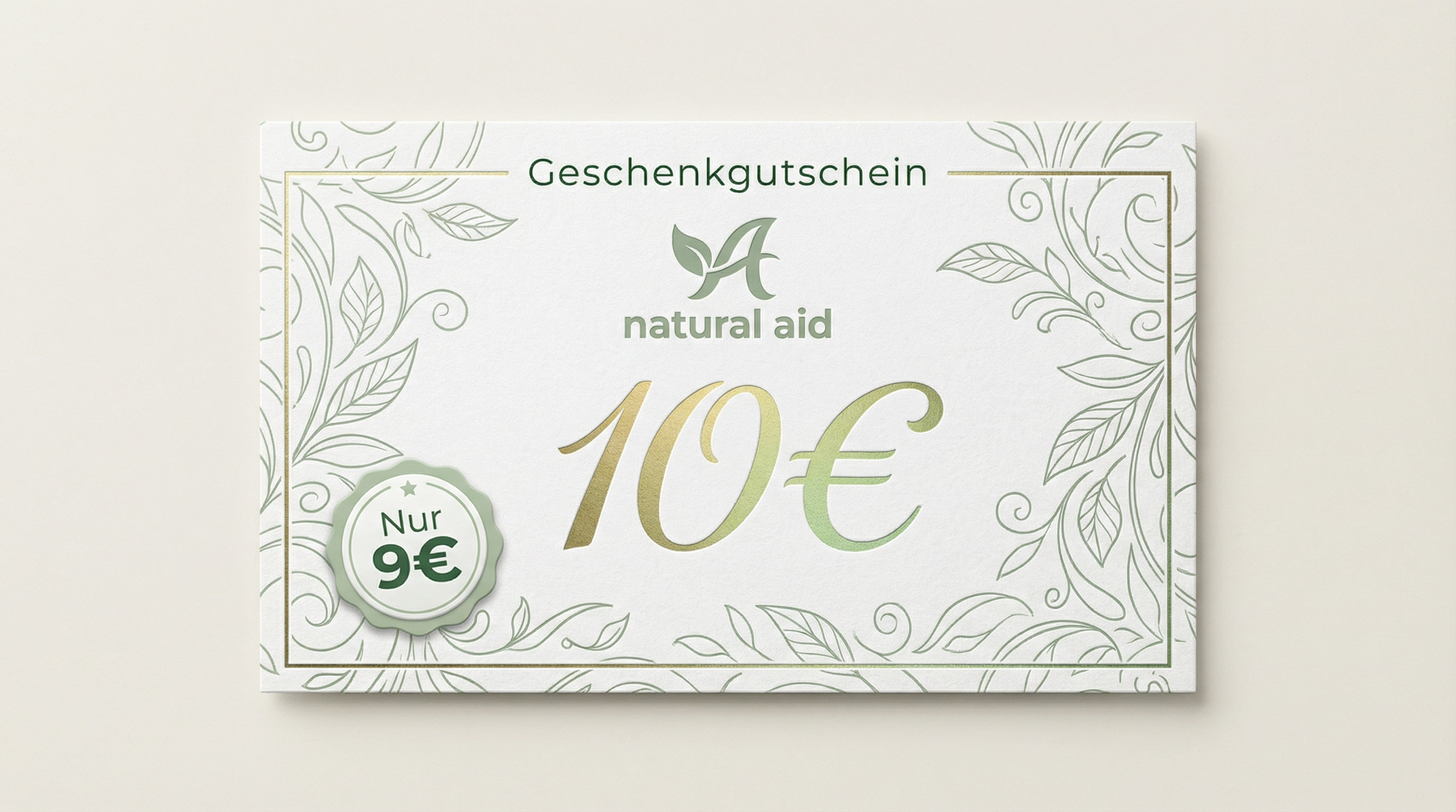natural aid Geschenkgutschein 10 Euro - Vegane Nahrungsergänzung verschenken